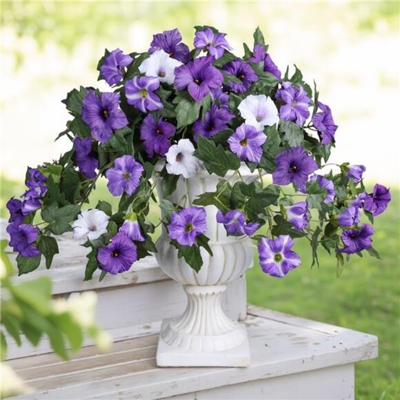 Artificial Flowers for Outdoors 2PCS Spring Faux Morning Glory Look Real Flower - Picture 5 of 7